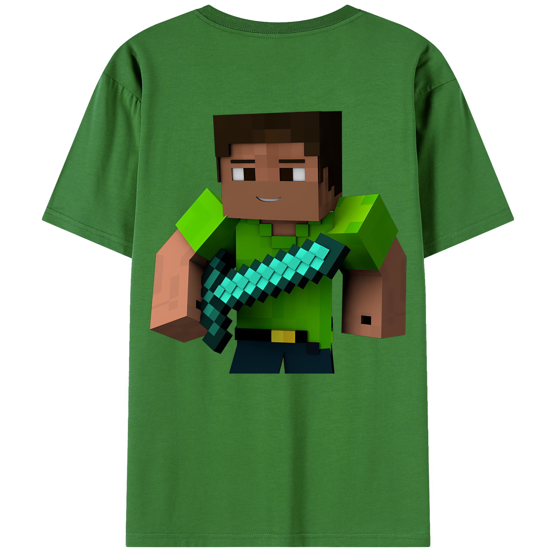 （画像用） マインクラフト ブロックの世界 Minecraft MC Block world レディース半袖Tシャツ(バックプリント)